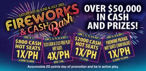 Prairie Wind Casino June and July 2021 Promo - Fireworks & Cash Bash